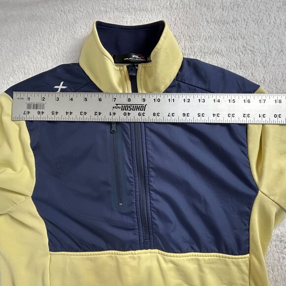 Ralph Lauren RLX Mens Tour Sweatshirt Small Pullover Yellow Navy Pockets - Picture 5 of 8